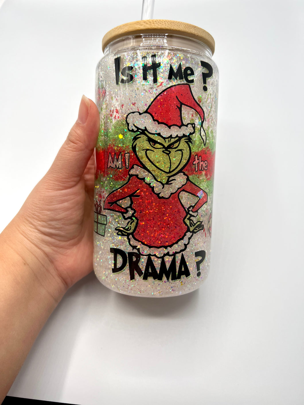 Drama Grinch Can Glass